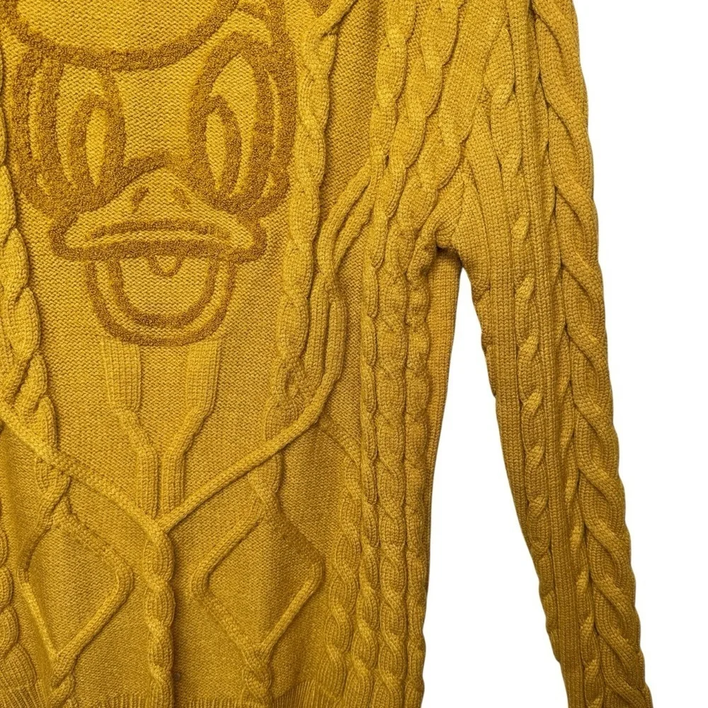Disney Donald Duck Mustard Women’s Cable Knit Crewneck Women’s Sweater Sz L - Picture 5 of 14